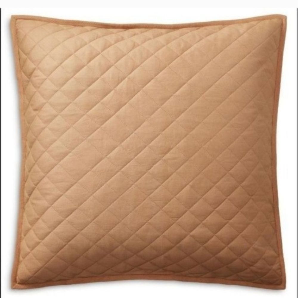 NWT Ralph Lauren Euro Sham Cromwell Quilted Camel Beige Tan